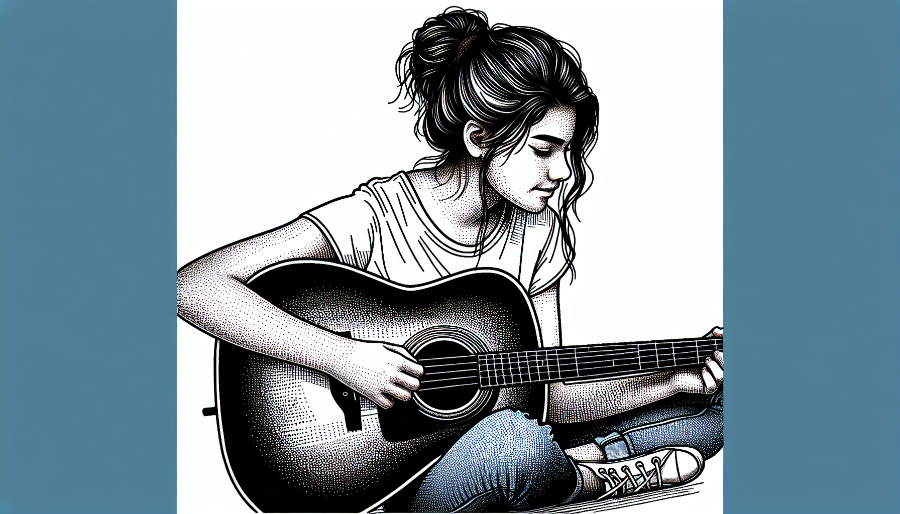 a girl play guitar